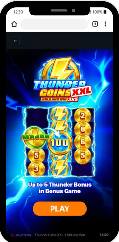 Mobiele gameplay weergave Thunder Coins XXL