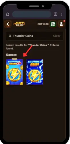 Thunder Coins startscherm